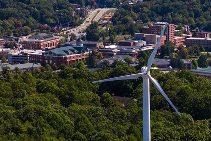 Broyhill Wind Turbine overlooking campus