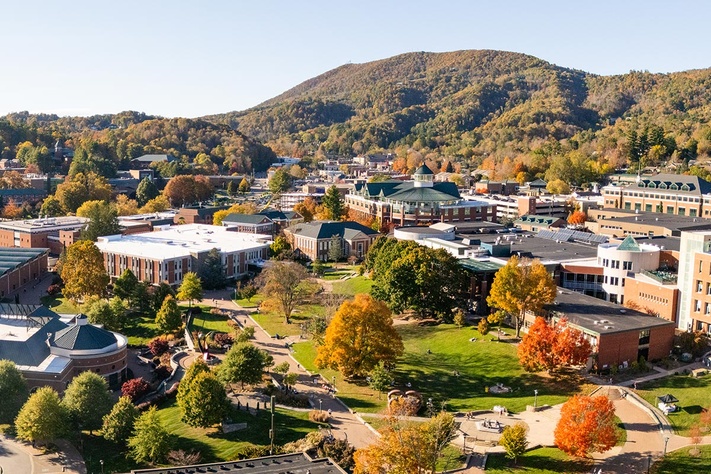 Campus aerial shot in the fall
